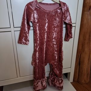 Pink velvet romper